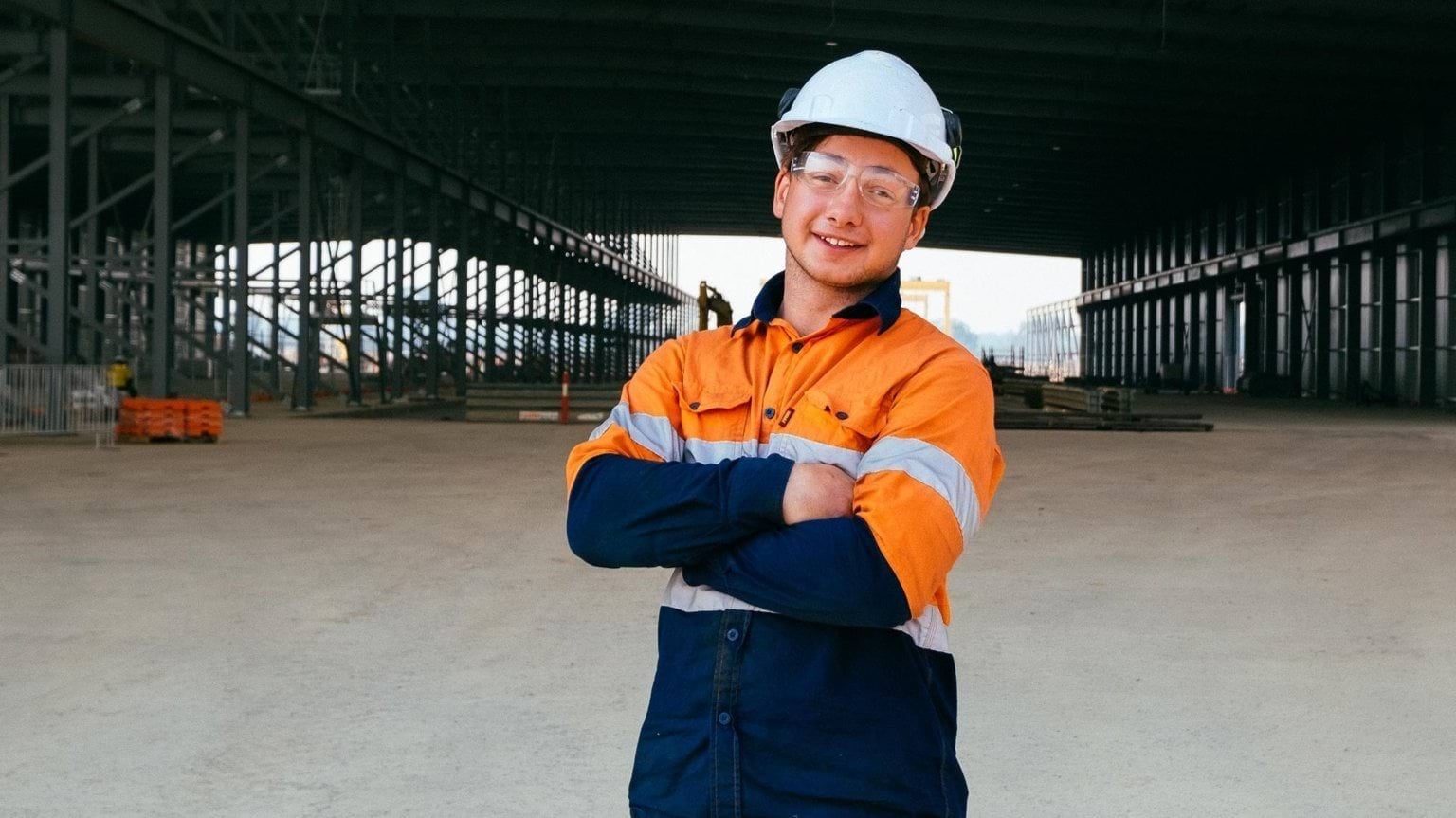 Male apprentice on a job site.